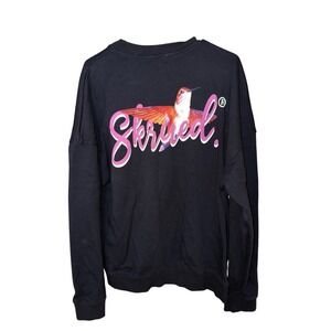 SKRUED‎ Graphic Crew Neck Sweatshirt 2XL Mens Black Hummingbird Pullover